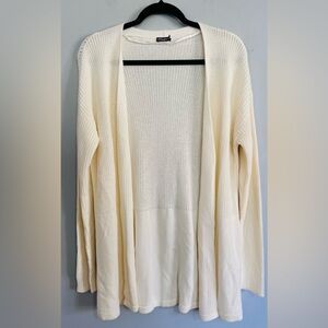 J. McLaughlin Open Front Cardigan Sweater Cream Modal Cotton Sz Medium Layering